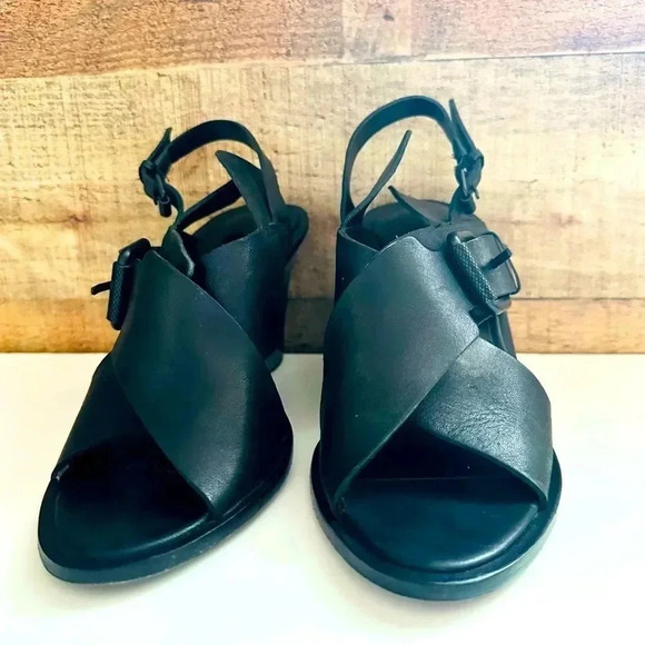 All Saints Elin Wedge Leather Sandals - Picture 4 of 8